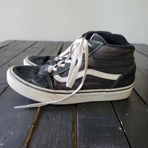 Vans Old Skool High Top Shoes Black Suede White Kids Youth 5 Unisex Boys Girls